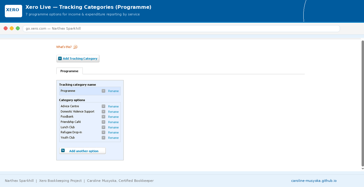Xero Tracking Categories